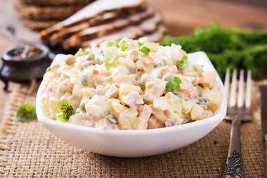 Traditional Russian salad «Olivier»